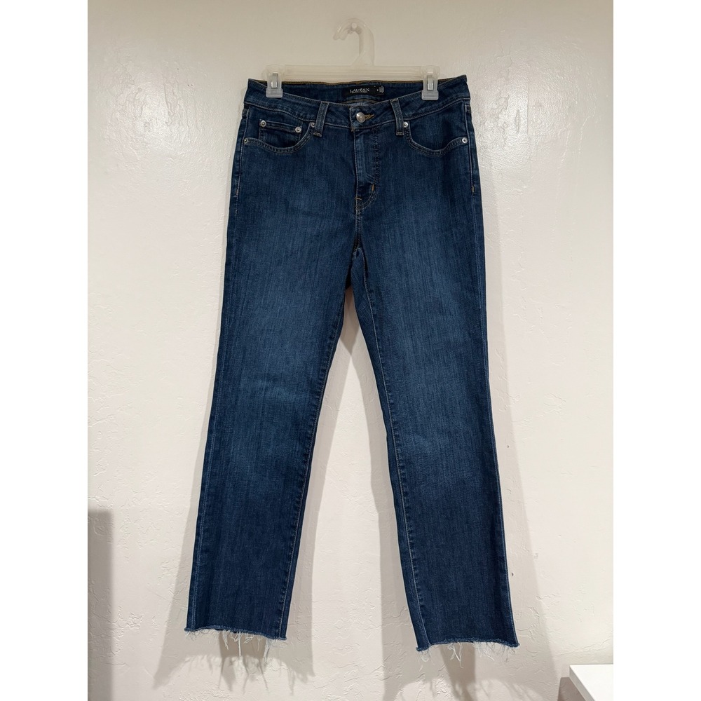 Lauren Ralph Lauren Straight Leg Raw Hem Jeans Dark Wash Blue Womens Size 8 - Picture 4 of 12